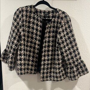 Black and Cream Checkered Blazer